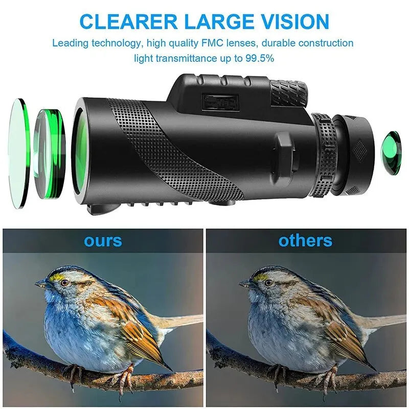 Zoom portátil HD 5000M telescópio dobrável de longa distância Mini telescópio poderoso para esportes de caça Viagens de acampamento ao ar livre