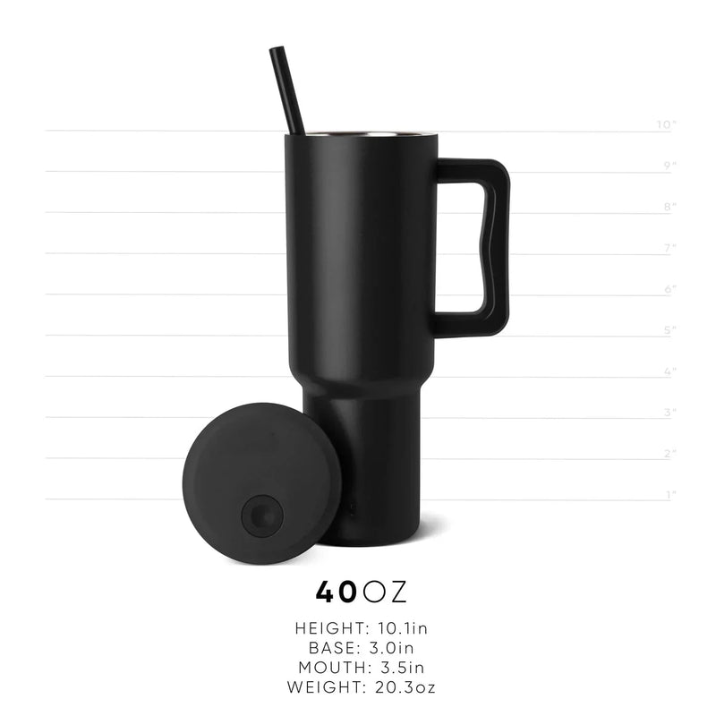 Tumbler com alça e tampa de palha para homens e mulheres, copo isolado, garrafa de água de aço inoxidável reutilizável, presentes de férias, 40 oz